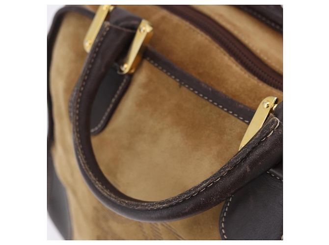 Borsa a mano LOEWE Amazona 32 in camoscio beige tono oro Auth ka6290 - vista 21
