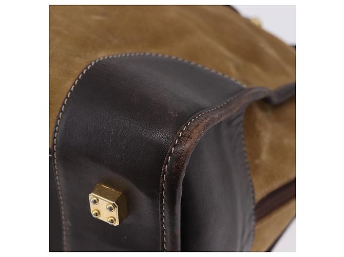 Borsa a mano LOEWE Amazona 32 in camoscio beige tono oro Auth ka6290 - vista 24