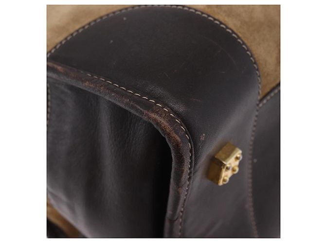 Borsa a mano LOEWE Amazona 32 in camoscio beige tono oro Auth ka6290 - vista 25