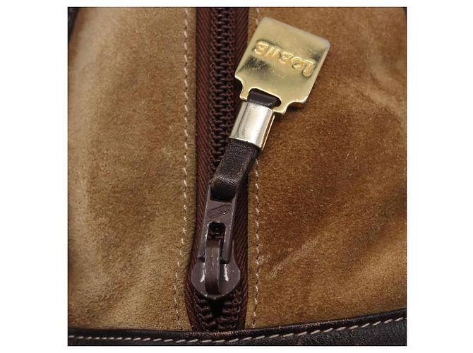 Borsa a mano LOEWE Amazona 32 in camoscio beige tono oro Auth ka6290 - vista 27
