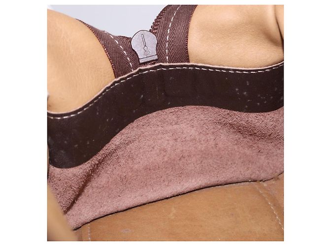 Borsa a mano LOEWE Amazona 32 in camoscio beige tono oro Auth ka6290 - vista 36