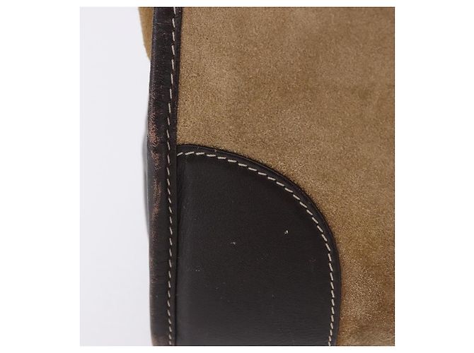 Borsa a mano LOEWE Amazona 32 in camoscio beige tono oro Auth ka6290 - vista 4