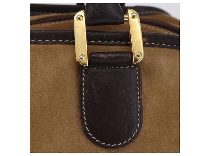 Borsa a mano LOEWE Amazona 32 in camoscio beige tono oro Auth ka6290 - vista 5