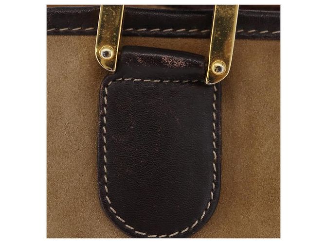 Borsa a mano LOEWE Amazona 32 in camoscio beige tono oro Auth ka6290 - vista 6
