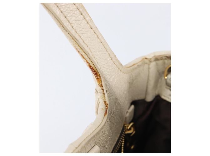 Borsa Miu Miu Matelassé in pelle verniciata 2way White Gold Auth 204394 Bianco D'oro - vista 10
