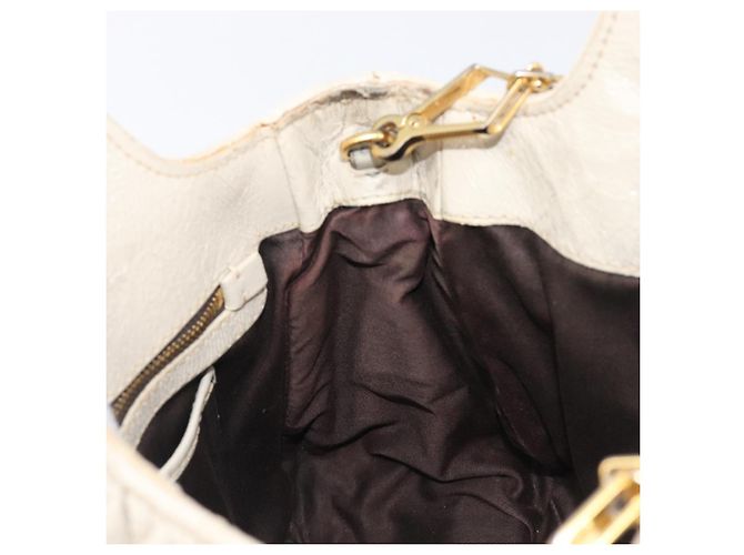 Borsa Miu Miu Matelassé in pelle verniciata 2way White Gold Auth 204394 Bianco D'oro - vista 28