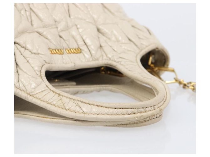 Borsa Miu Miu Matelassé in pelle verniciata 2way White Gold Auth 204394 Bianco D'oro - vista 6