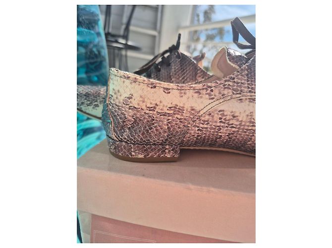 Miu Miu Python Print Calf Leather Oxford Shoes - view 10