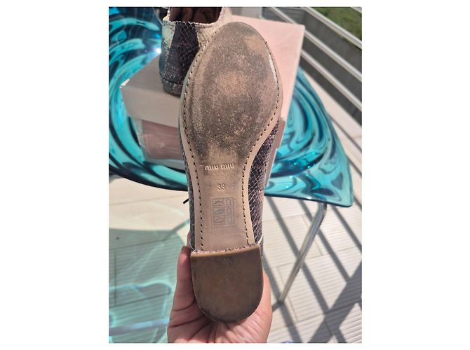 Miu Miu Python Print Calf Leather Oxford Shoes - view 6