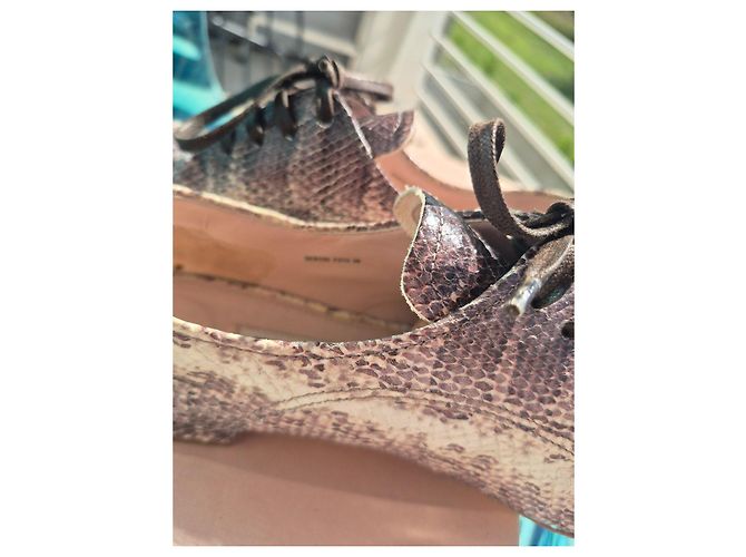 Miu Miu Python Print Calf Leather Oxford Shoes - view 7