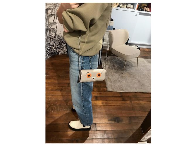 Borsa portafoglio Fendi in pelle beige - vista 10