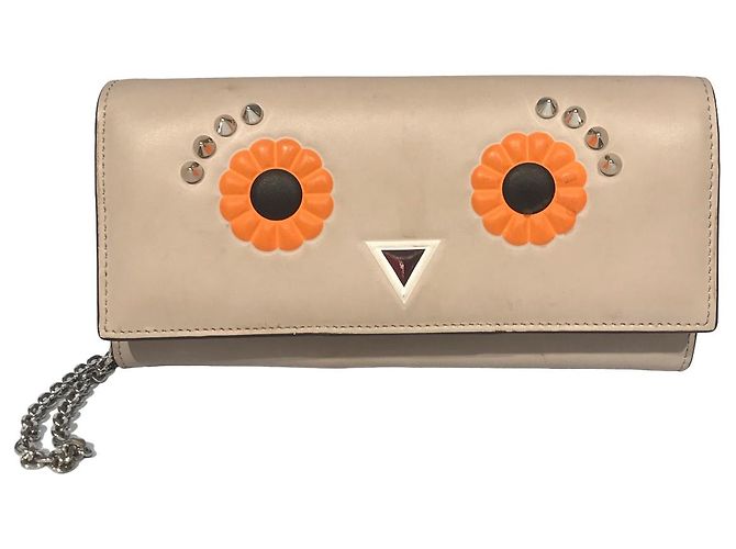 Borsa portafoglio Fendi in pelle beige - vista 12