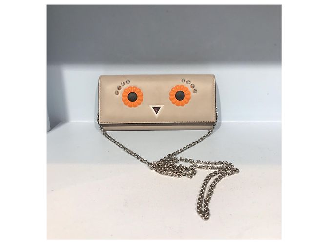 Borsa portafoglio Fendi in pelle beige - vista 2