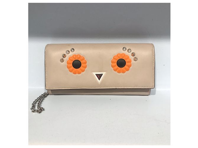 Borsa portafoglio Fendi in pelle beige - vista 3