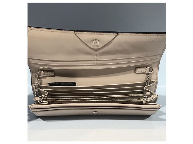 Borsa portafoglio Fendi in pelle beige - vista 8