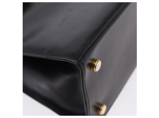 Borsa Salvatore Ferragamo Vala in pelle nera e oro autentica 205098 Nero D'oro - vista 10