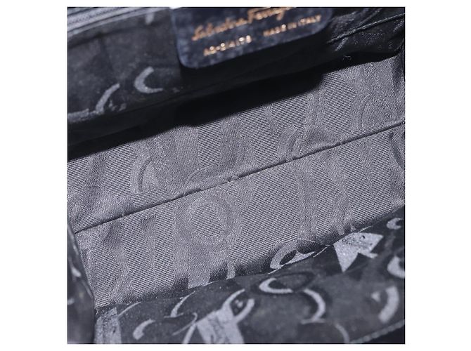 Borsa Salvatore Ferragamo Vala in pelle nera e oro autentica 205098 Nero D'oro - vista 11