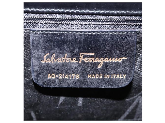 Borsa Salvatore Ferragamo Vala in pelle nera e oro autentica 205098 Nero D'oro - vista 12