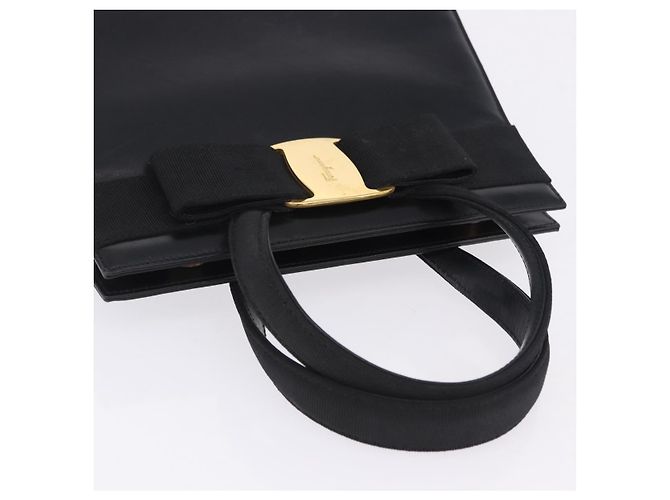 Borsa Salvatore Ferragamo Vala in pelle nera e oro autentica 205098 Nero D'oro - vista 14