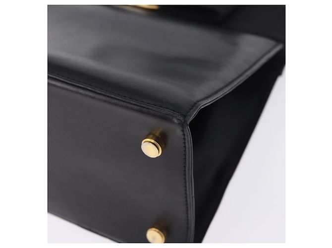 Borsa Salvatore Ferragamo Vala in pelle nera e oro autentica 205098 Nero D'oro - vista 16