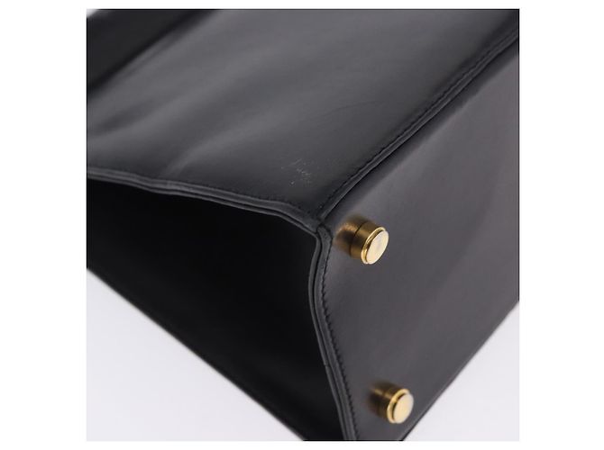 Borsa Salvatore Ferragamo Vala in pelle nera e oro autentica 205098 Nero D'oro - vista 17