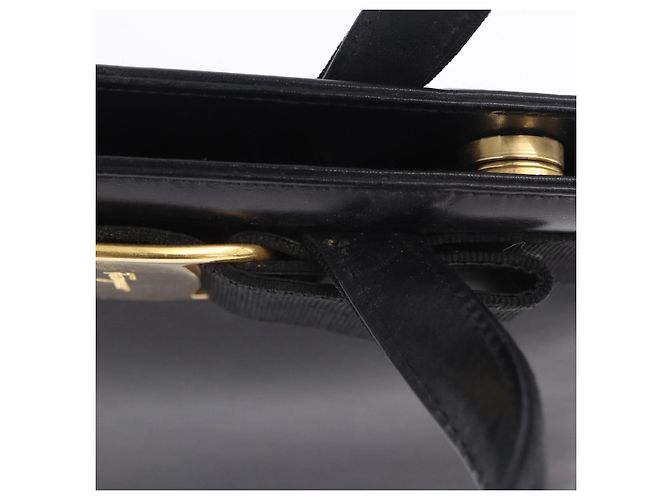 Borsa Salvatore Ferragamo Vala in pelle nera e oro autentica 205098 Nero D'oro - vista 9