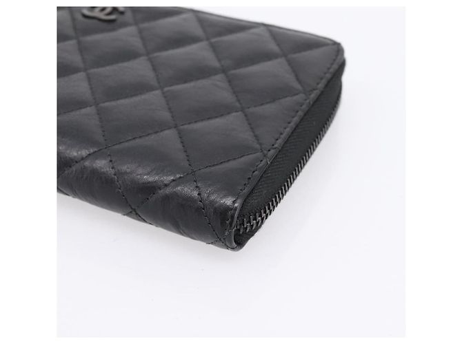 Portafoglio lungo CHANEL Matelasse in pelle nera CC Auth 204111V Nero - vista 14