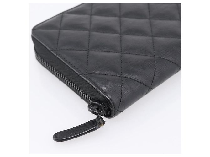 Portafoglio lungo CHANEL Matelasse in pelle nera CC Auth 204111V Nero - vista 15