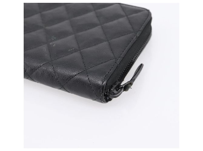 Portafoglio lungo CHANEL Matelasse in pelle nera CC Auth 204111V Nero - vista 16