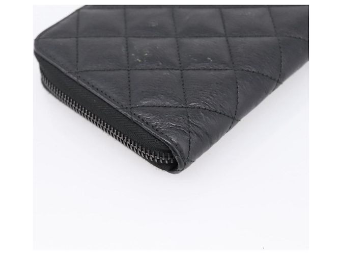 Portafoglio lungo CHANEL Matelasse in pelle nera CC Auth 204111V Nero - vista 17
