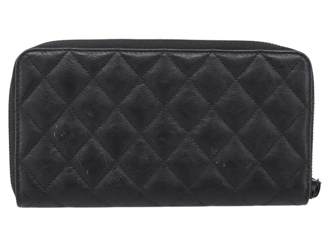 Portafoglio lungo CHANEL Matelasse in pelle nera CC Auth 204111V Nero - vista 2