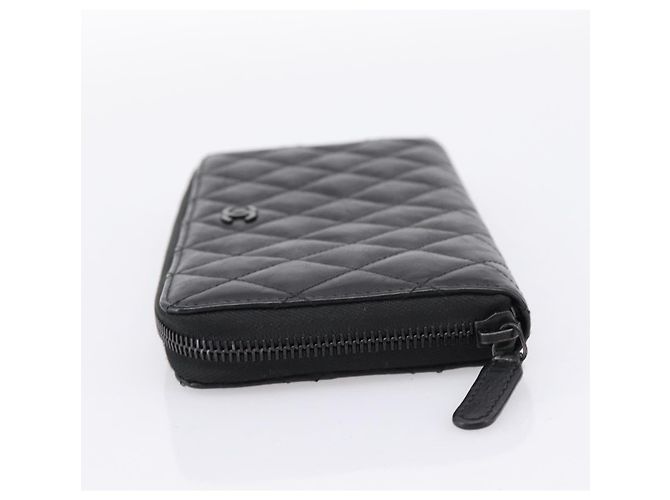 Portafoglio lungo CHANEL Matelasse in pelle nera CC Auth 204111V Nero - vista 3