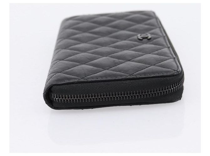 Portafoglio lungo CHANEL Matelasse in pelle nera CC Auth 204111V Nero - vista 4