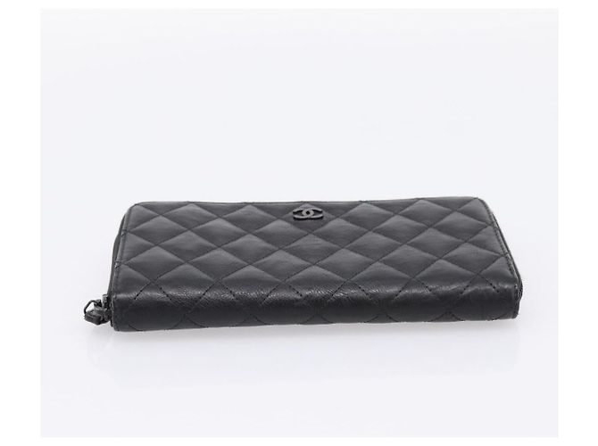 Portafoglio lungo CHANEL Matelasse in pelle nera CC Auth 204111V Nero - vista 6