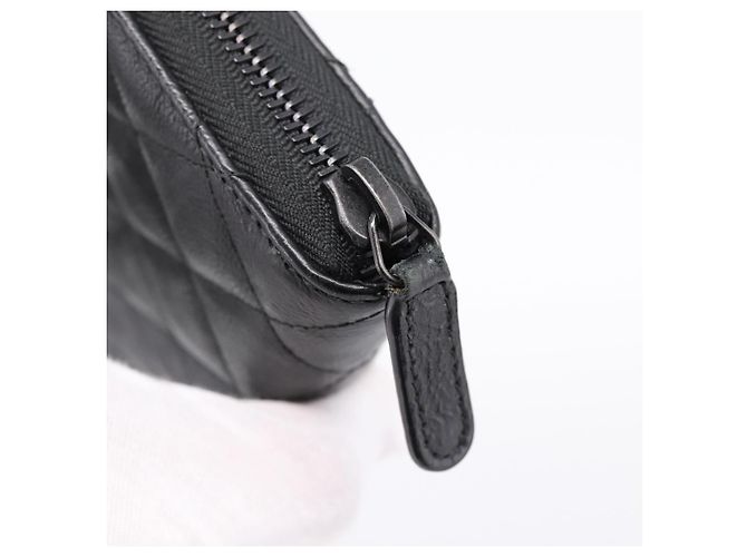 Portafoglio lungo CHANEL Matelasse in pelle nera CC Auth 204111V Nero - vista 7
