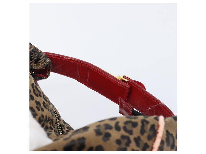 FENDI Vanity Kosmetiktasche Canvas Braun Goldfarben Leopard Auth 202585 Leopardenprint - Ansicht 14