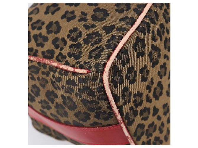 FENDI Vanity Kosmetiktasche Canvas Braun Goldfarben Leopard Auth 202585 Leopardenprint - Ansicht 15