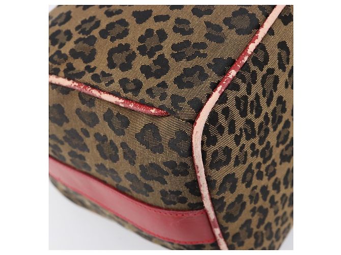 FENDI Vanity Kosmetiktasche Canvas Braun Goldfarben Leopard Auth 202585 Leopardenprint - Ansicht 17