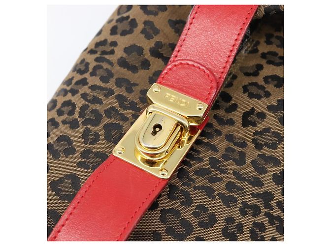 FENDI Vanity Kosmetiktasche Canvas Braun Goldfarben Leopard Auth 202585 Leopardenprint - Ansicht 18