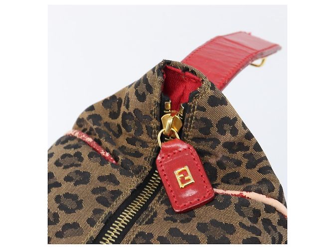 FENDI Vanity Kosmetiktasche Canvas Braun Goldfarben Leopard Auth 202585 Leopardenprint - Ansicht 19