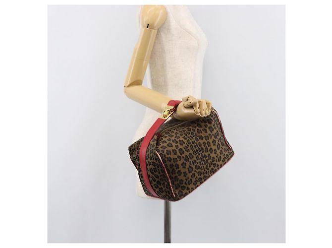 FENDI Vanity Kosmetiktasche Canvas Braun Goldfarben Leopard Auth 202585 Leopardenprint - Ansicht 25