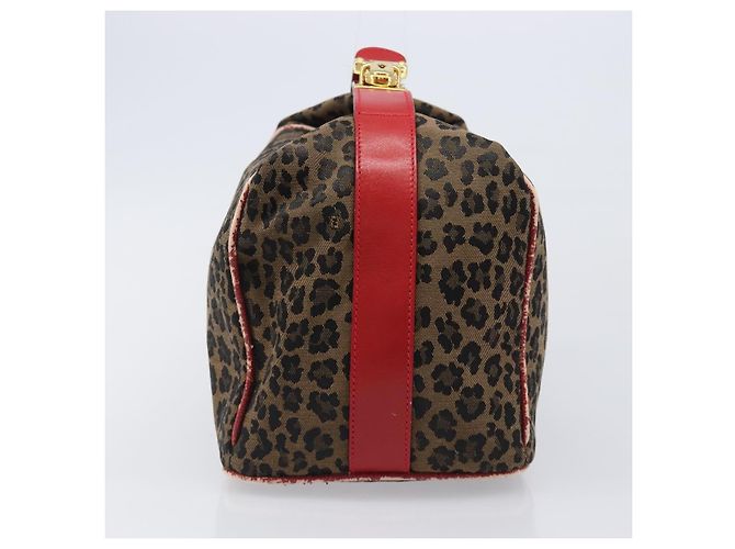 FENDI Vanity Kosmetiktasche Canvas Braun Goldfarben Leopard Auth 202585 Leopardenprint - Ansicht 4