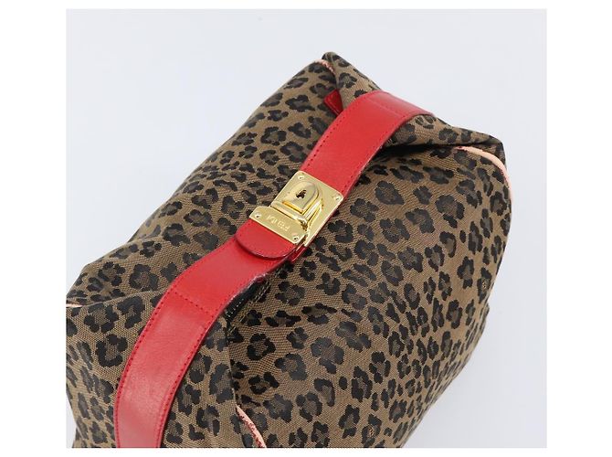 FENDI Vanity Kosmetiktasche Canvas Braun Goldfarben Leopard Auth 202585 Leopardenprint - Ansicht 6