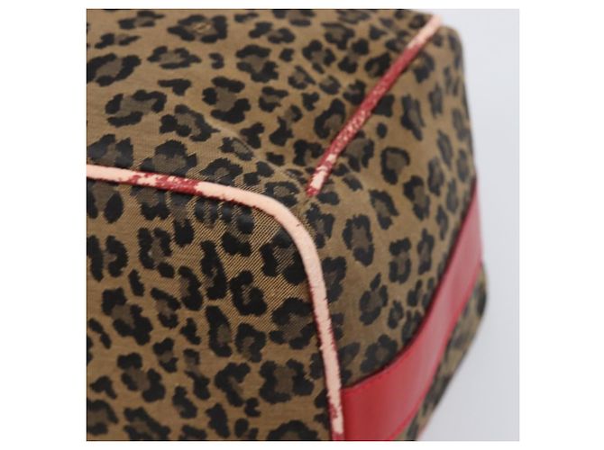 FENDI Vanity Kosmetiktasche Canvas Braun Goldfarben Leopard Auth 202585 Leopardenprint - Ansicht 7