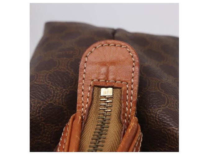 Céline Pouch CELINE Macadam Canvas PVC Leather Brown Gold Auth ki6839 Marrone D'oro - vista 12