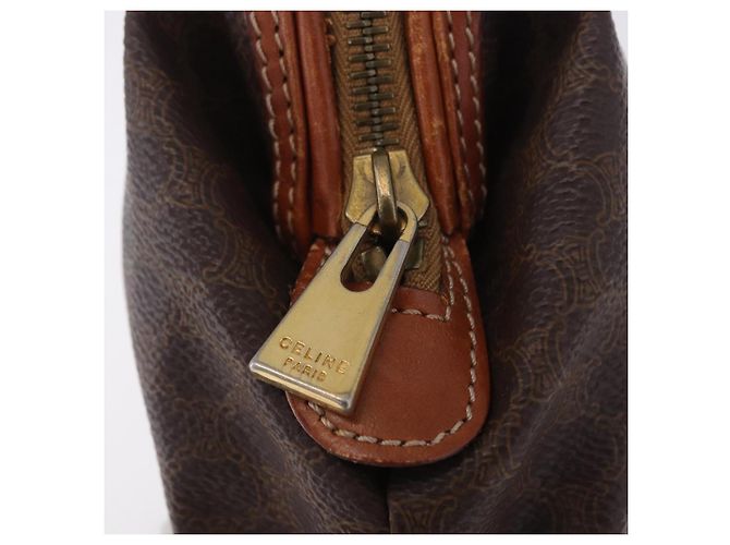 Céline Pouch CELINE Macadam Canvas PVC Leather Brown Gold Auth ki6839 Marrone D'oro - vista 18