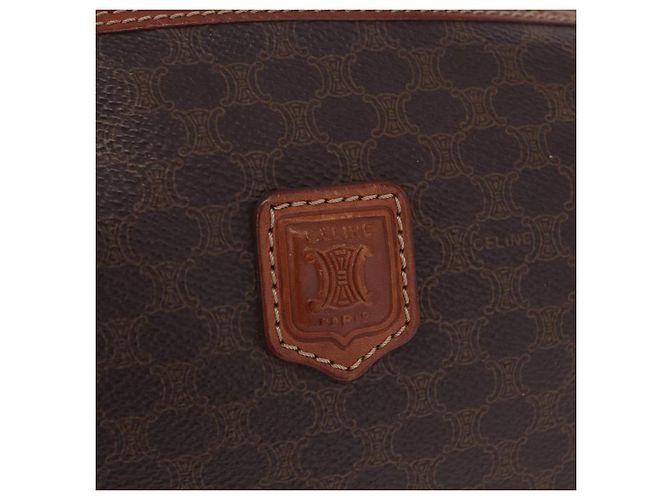Céline Pouch CELINE Macadam Canvas PVC Leather Brown Gold Auth ki6839 Marrone D'oro - vista 19