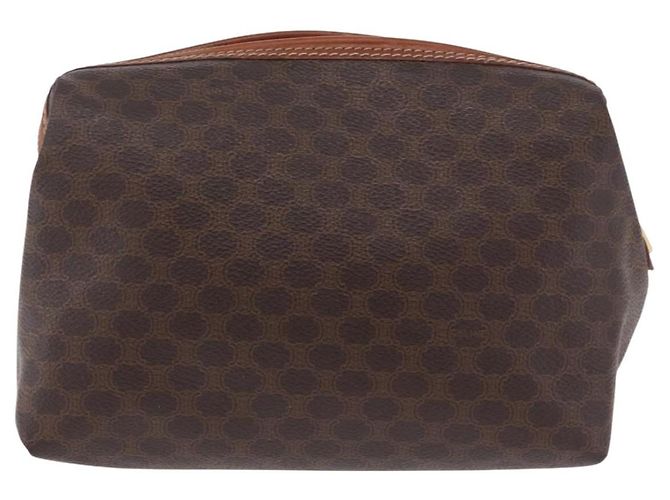 Céline Pouch CELINE Macadam Canvas PVC Leather Brown Gold Auth ki6839 Marrone D'oro - vista 2