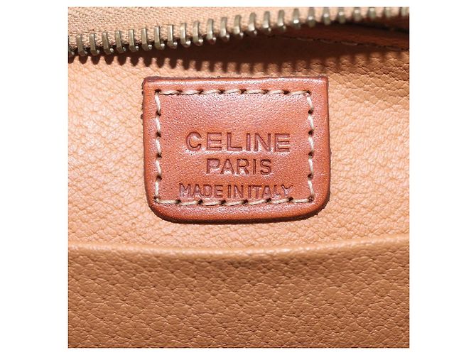 Céline Pouch CELINE Macadam Canvas PVC Leather Brown Gold Auth ki6839 Marrone D'oro - vista 20