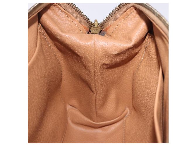 Céline Pouch CELINE Macadam Canvas PVC Leather Brown Gold Auth ki6839 Marrone D'oro - vista 21